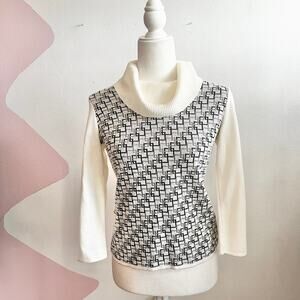Vintage Geometric Sweater Top Y2K 2000s 90s Abstract Knit‎ Retro Small